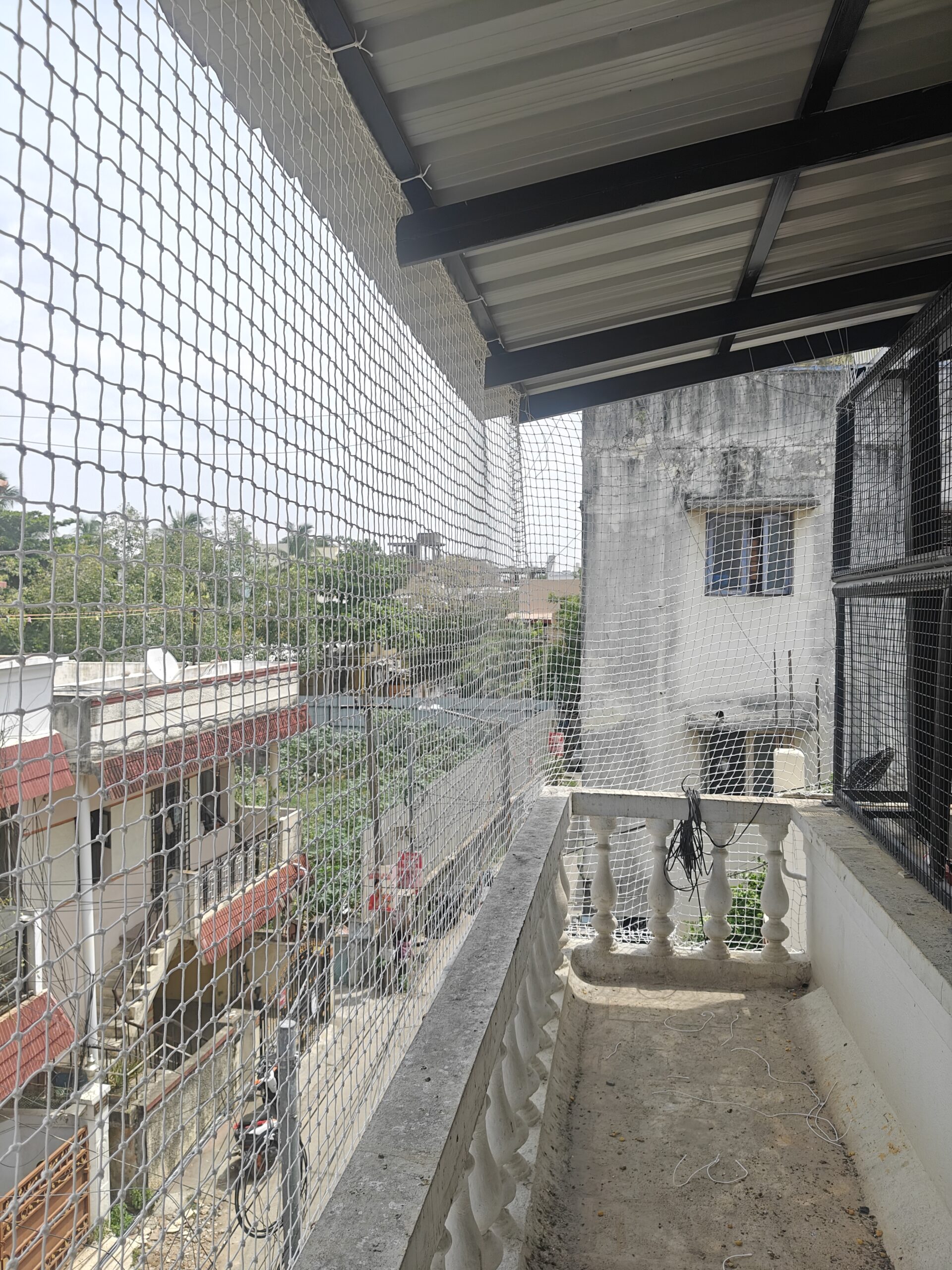 Balcony pigeon net installation project in Chennai